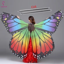 Крылья бабочки для женщин, крылья для танца живота, костюм для взрослых и детей с принтом бабочки, шифоновые аксессуары для танцев, Болливуд для девочек с палочками