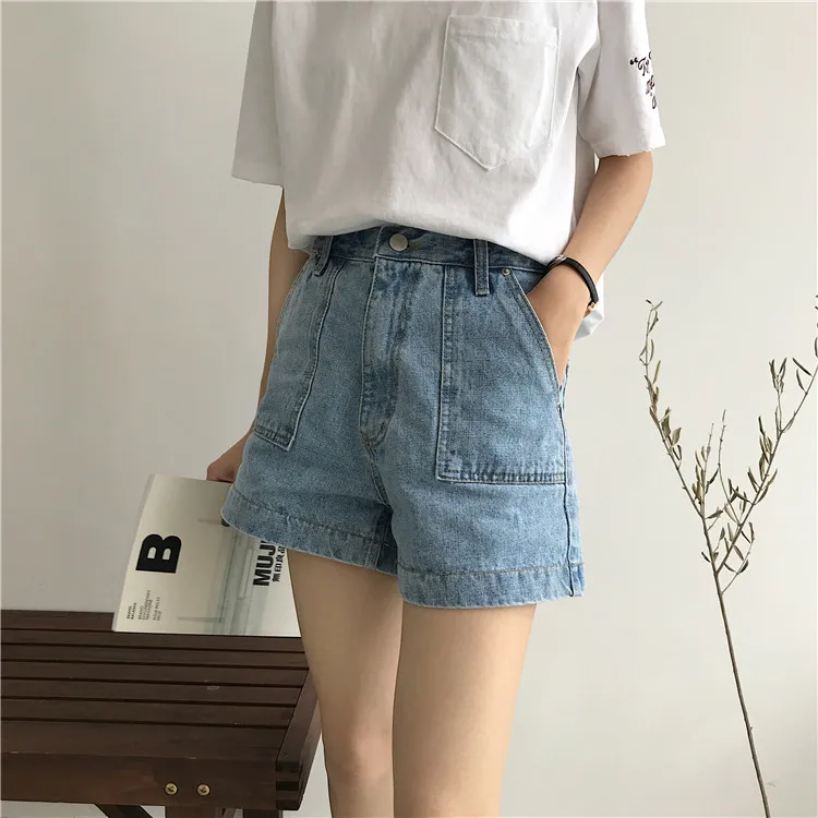 Summer Denim Stonewashed Joker Shorts Women Loose Leg