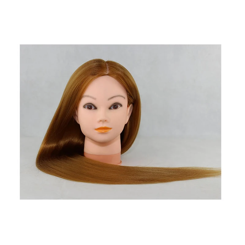 Manneqin Doll Head Hairdressing Practice Training High Temperature Fiber Hair Styling Training Head