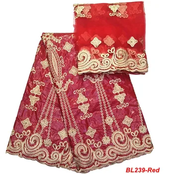 

Class Design Red Bazin Lace Fabric Embroidered Bridal Tulle Mesh French Net Lace High Quality Getzner brocade Bazin Sets BL239