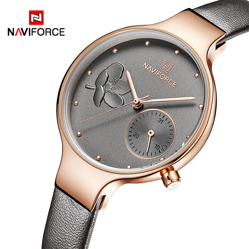 NAVIFORCE женские часы лучший бренд класса люкс Модные кварцевые наручные кожаные
