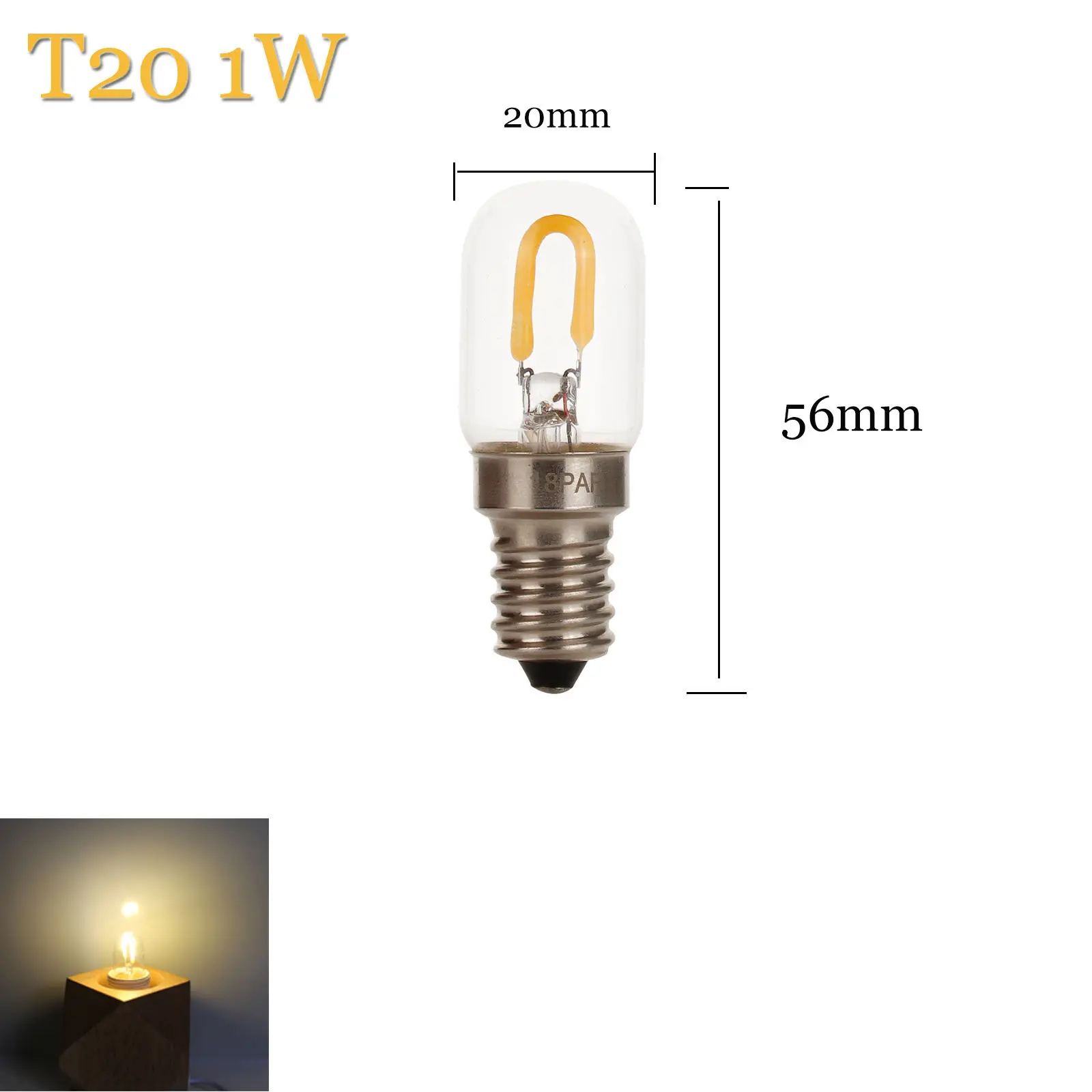 T20 E14 лампы светодиодные лампочки Эдисона Винтаж лампа накаливания 220V 230V 240V 1 Вт, 3 Вт, 4 Вт, 6 Вт трубчатая лампа в античном стиле T20 2700 к с теплым белым светом - Испускаемый цвет: 1W