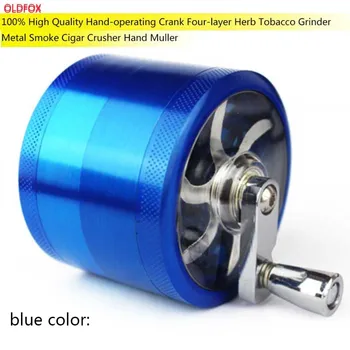 

OLDFOX High Quality Four-layer Metal Stainless Steel Herbal Tobacco Grinder Hand-operating Crank Smoke Cruser/Muller Sale cf0023