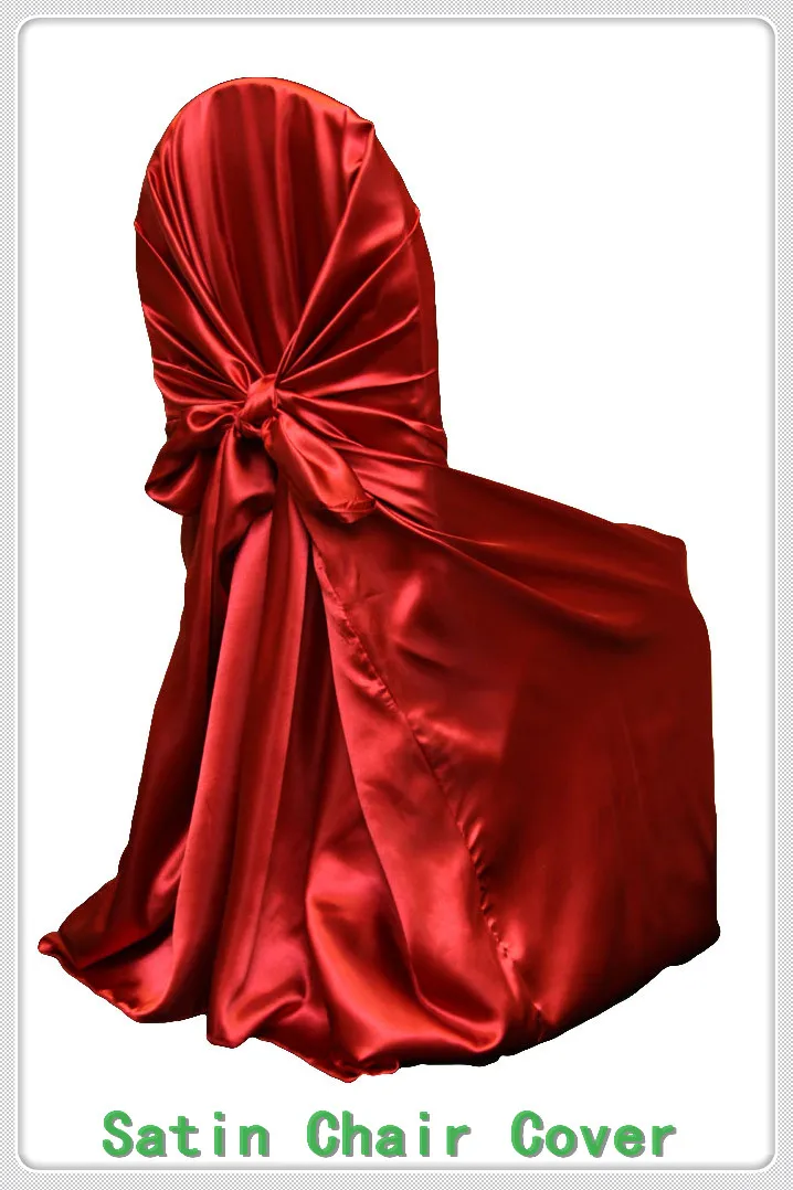 100pcs Bag Self Tie Chair covers Satin Chair Cover / Universal Satin