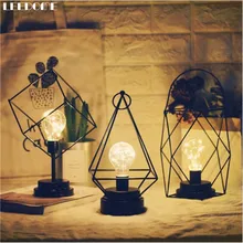 

Dropship Creative Minimalist Retro Style Candlestick Table Lamp Multiple Iron Wire Made Geometric Shapes Home Decor Table Light
