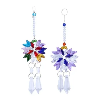 

H&D Fengshui Suncatcher Hanging Chandelier Crystals Icicle Prisms Rainbow Pendant Maker Car Charm (2 sets)