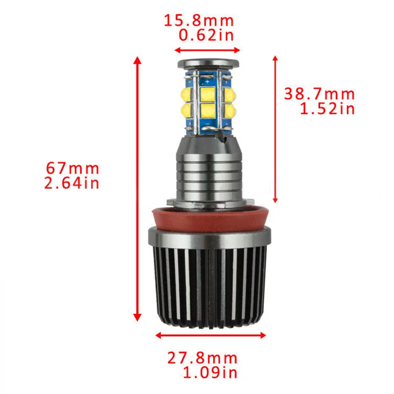 2pcs/set  240W H8 LED Angel Eyes Marker Light Bulb for B-M-W 1 3 5 Series E92 White