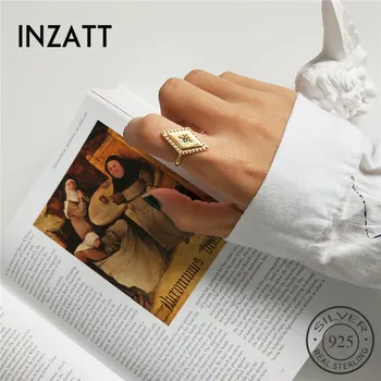 

INZATT Pure 925 Sterling Silver Minimalist Geometric Rhombus Openwork Ring Fine Jewelry For Fashion Women Party Punk Accessories