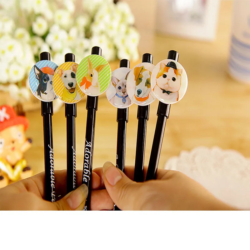 12 pcs/lot Creative Animal gel pens for writing Cute dog Cat Black ink