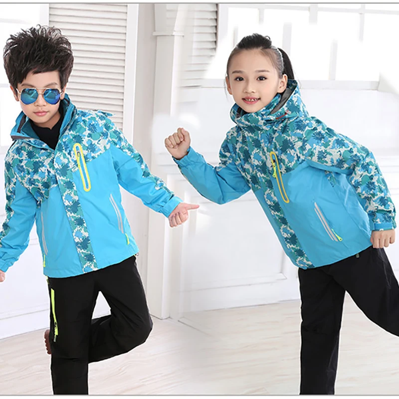 Зимняя куртка для девочек лыжный костюм, для спорта на открытом воздухе для сноуборда куртка для маленьких мальчиков; зимние штаны; Водонепроницаемый детский лыжный набор с капюшоном Terno Esqui теплые ветрозащитные
