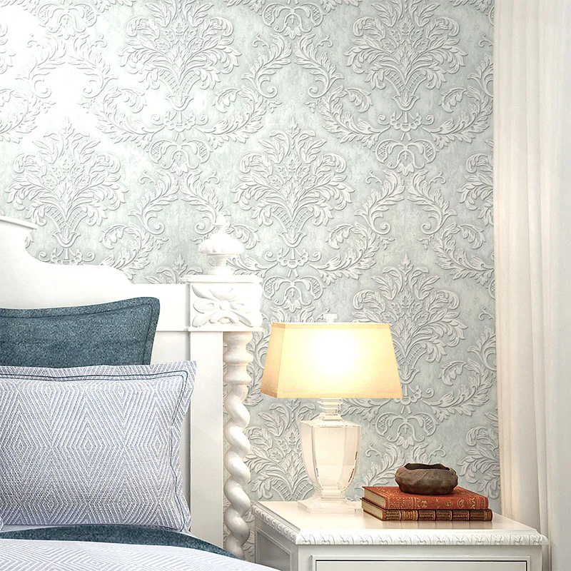 European Modern Damask Wallpaper 3D Non Woven Bedroom Living Room Embossed Floral Home Decor Wall Paper Roll European Modern Damask Wallpaper 3D Non Woven Bedroom Living Room Embossed Floral Home Decor Wall Paper Roll