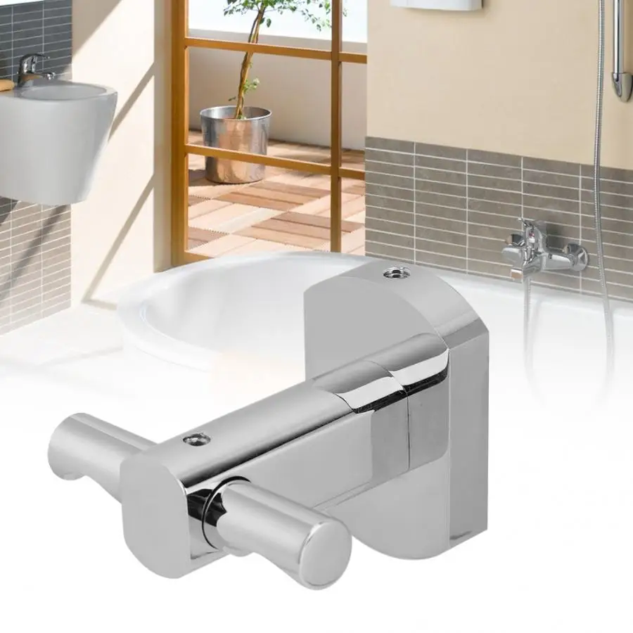 

Chrome Plating Double Hooks Bathroom Robe Towel Hanging Hook Key Hat Bag Clothes Hanger Holder Home Kitchen Wall Door hook rack