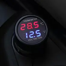 12 В 24 в цифровой автомобильный Вольтметр термометр 2 в 1 измеритель температуры постоянного тока монитор батареи красный синий светодиод двойной дисплей