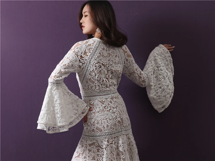 Women Summer Long Maxi Dress 2019 Vintage Sexy Party Night Elegant Embroidery Ruffled White Dress (6)