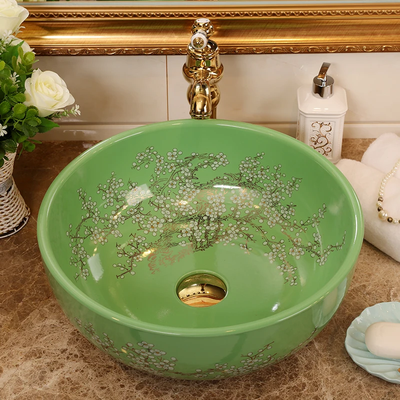 Europe Vintage Style Ceramic Art Basin Sinks Counter Top Wash Basin Bathroom Vessel Sinks vanities bathroom ceramic sinks (5)