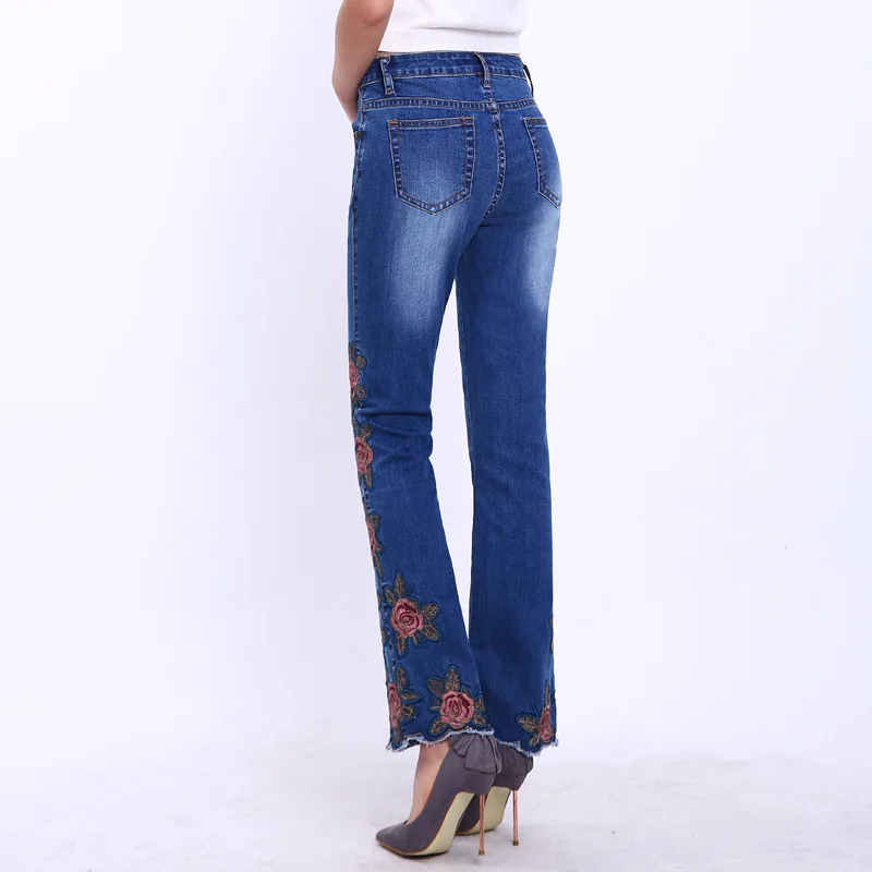 Oversized Embroidered Pants Stretch Jeans Woman Flower Pattern Flare Trousers Softener Denim Plus Size Jenas Female mom Jeans Oversized Embroidered Pants Stretch Jeans Woman Flower Pattern Flare Trousers Softener Denim Plus Size Jenas Female mom Jeans