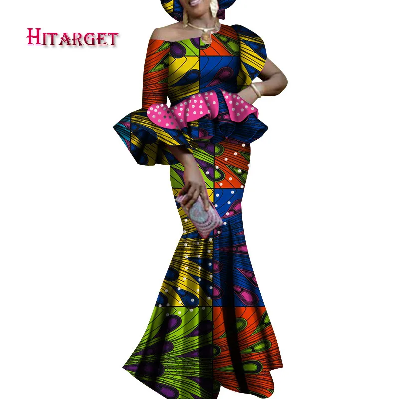 Hitarget Danshiki комплект из обуви в африканском стиле платья для Для женщин сексуальное платье на одно плечо с юбкой комплект из 2 предметов, костюм для вечерние/свадебные принт в африканском стиле Одежда WY4132 - Цвет: 20