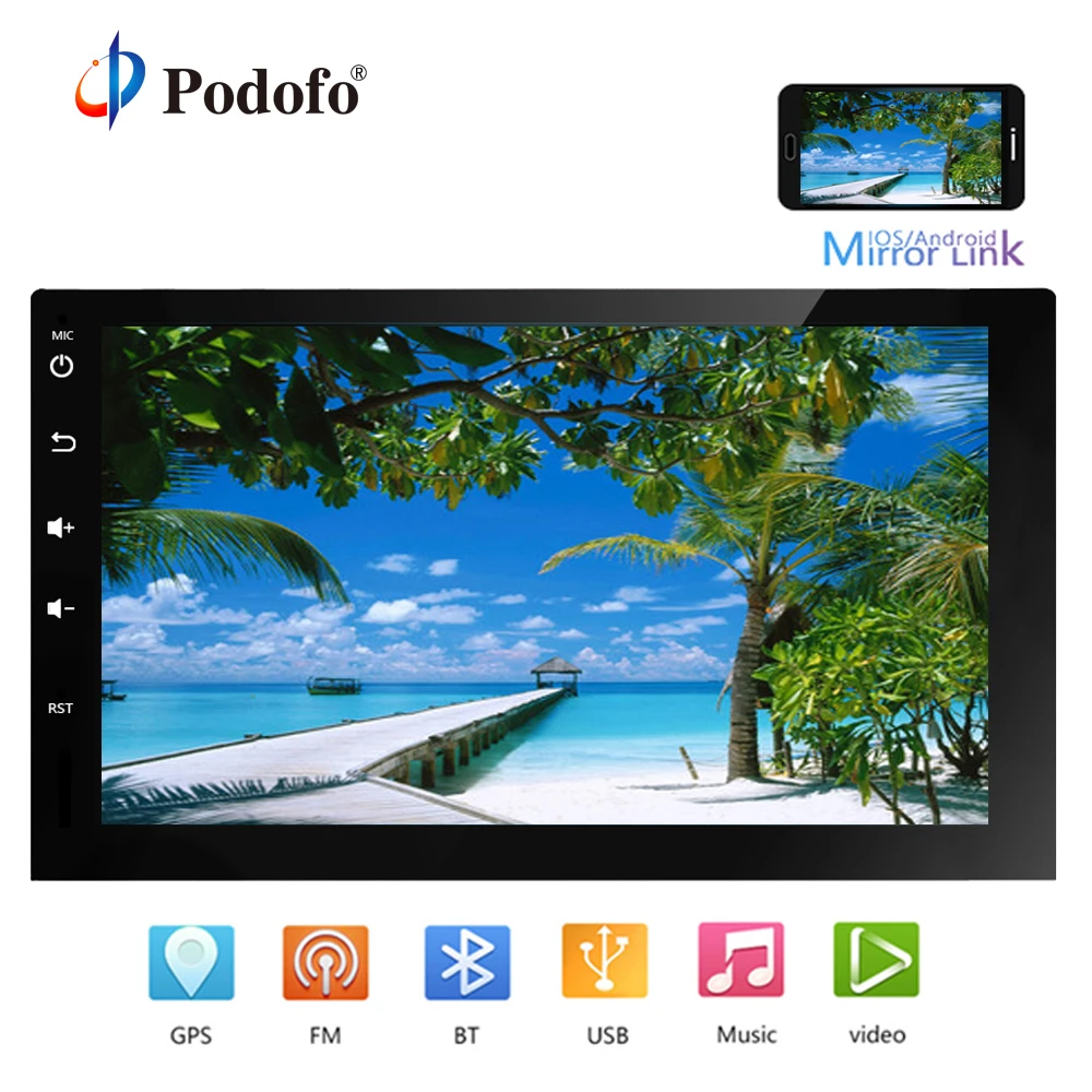 

Podofo Android 8.0 Car Radio Stereo Capacitive Touch Screen GPS Navigation Bluetooth USB SD Player 4G DDR3+32G NAND Memory Flash