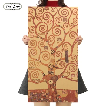 

TIE LER The Tree of Life Classic Kraft Paper Art Print Painting Poster Wall Picture for Living Room Home Decor 70X37cm