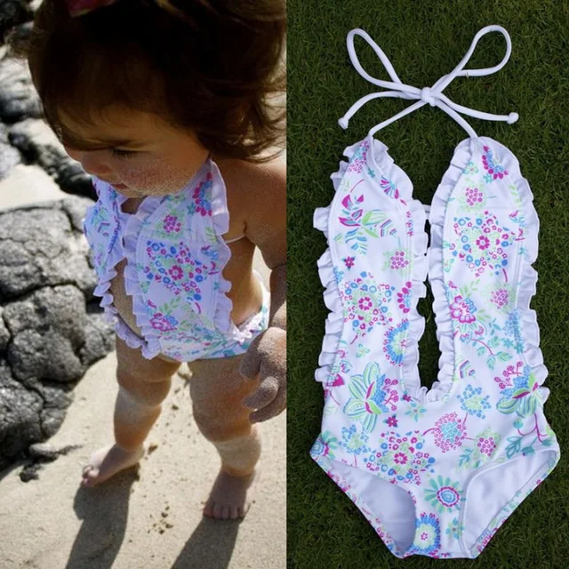 Best Offers 2018 Summer Baby Girls Cute One Piece Bikini Meisje Children's Swimwear Little Girls Bathing Swimming Suits Flora Print Toddler