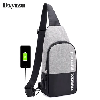 

2020 New Men USB Charging Chest Back Pack Single Shoulder Strap Bag Crossbody Bags Male Messenger Bags For Teenager