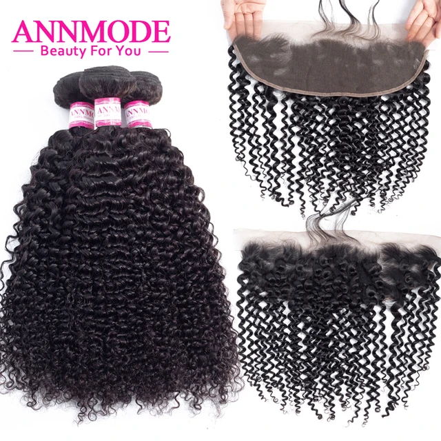 Best Price Annmode Brazilian Kinky Curly Bundles With Frontal 2/3 Bundles Human Hair With Frontal Non Remy Hair Extension Natural Color Best Price Annmode Brazilian Kinky Curly Bundles With Frontal 2/3 Bundles Human Hair With Frontal Non Remy Hair Extension Natural Color