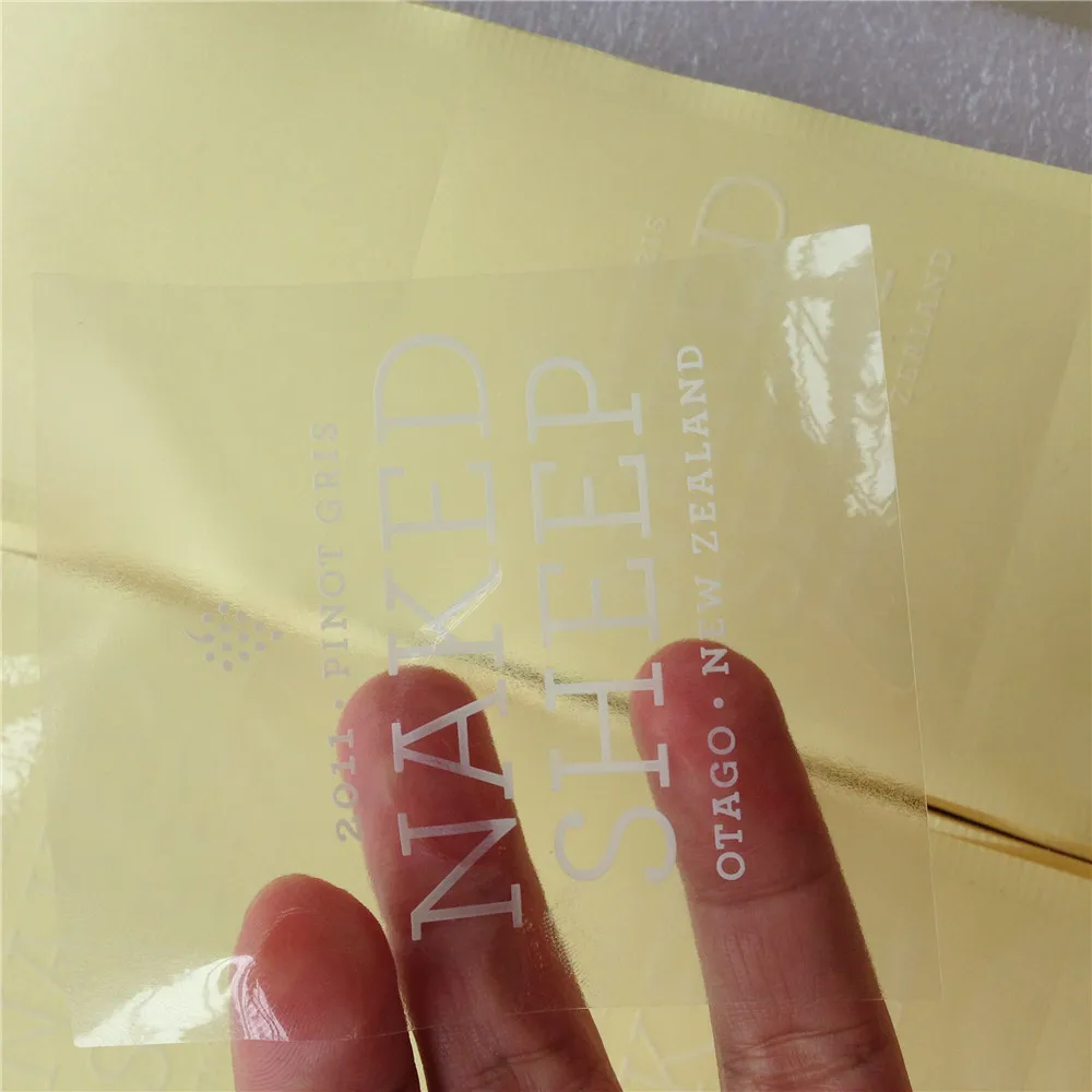 500pcs Free shipping custom self ahesive clear sticker white text label box carton bottle beer ...