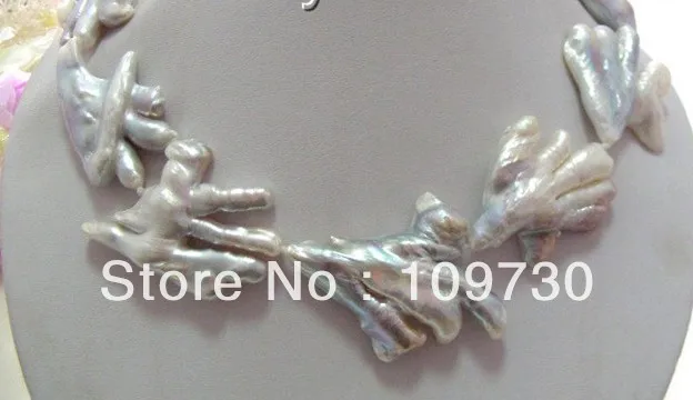 

Jewelry 00881 AMAZING 48mm silver-gary SOUTH Reborn keshi baroque pearls necklace