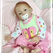 22 дюймов 55 см Магнитный рот Reborn Baby Doll Мягкие силиконовые реалистичные игрушки подарок для детей Рождественский подарок boneca Бабочка розовый