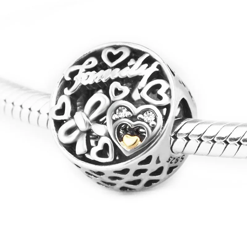 

Pandulaso S925 Sterling Silver Jewelry beads DIY Making Family Love Openwork Bead Mid-Autumn New Style Fit Silver Charm Bracelet