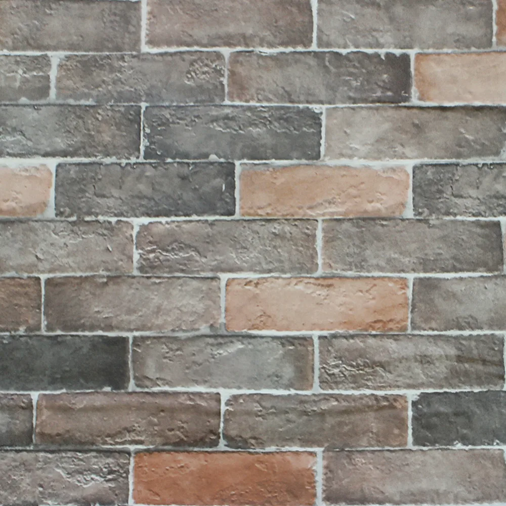 

HaokHome 3D Vintage Faux Brick Peel Stick Wallpaper Self Adhesive Wallpaper Brown/Black/Grey living room bedroom Wall decoration