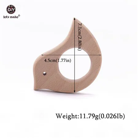 Let's Make 1PC Baby Teether Animal Wood Rings Elephant Camera Heart BPA Free Wooden Teether Nursing Accessorie Teething Toys bird