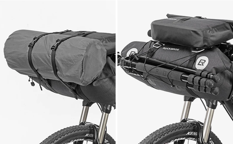 ROCKBROS водонепроницаемые велосипедные сумки большой емкости MTB дорожный велосипедный руль сумки передняя рама труба багажник Паньер Аксессуары для велосипеда