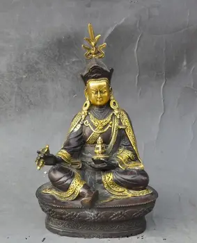 

xd 003428 old Tibet Buddhism fane bronze gilt Guru Padmasambhava Rinpoche Buddha Statue