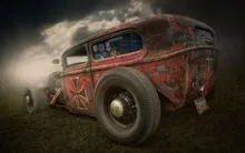 Living room home wall decoration sill fabric large poster Hot Rod retro red street sports car