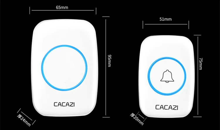 CACAZI водонепроницаемый беспроводной дверной звонок 300 м дистанционный звонок EU/UK/US/AU штекер умный дверной звонок 220 В 1V2 кнопки 1V2 приемники