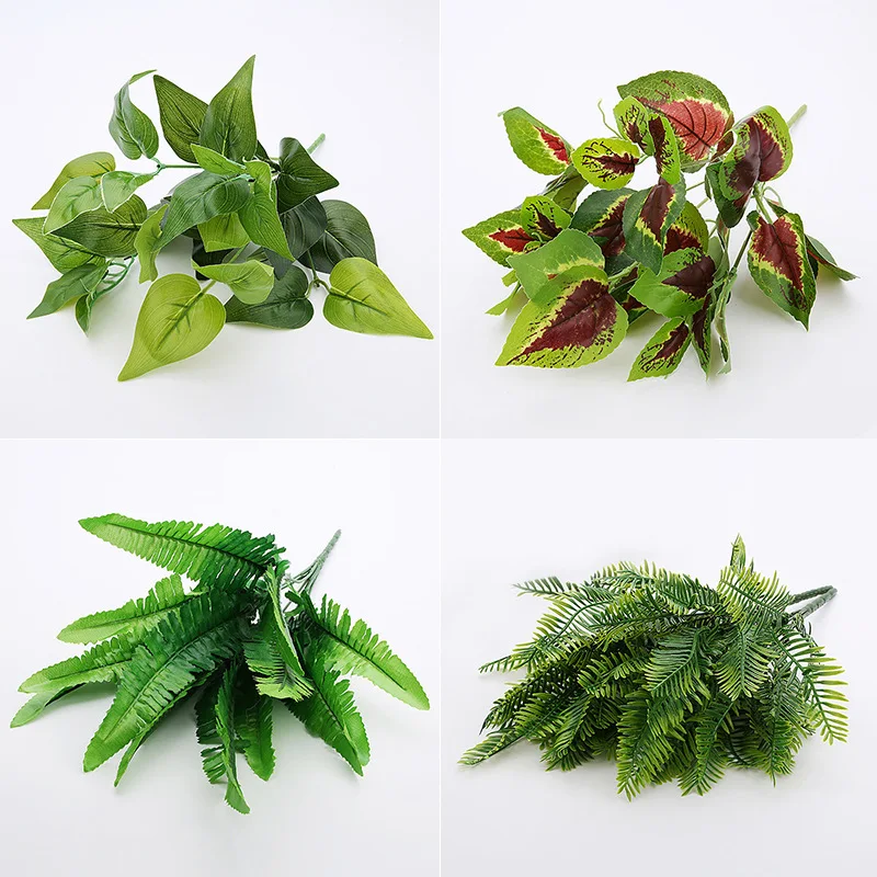 

Hot sale 24styles Simulation grass green plant artificial persian leaves flower wall hanging plants home wedding shop decoration