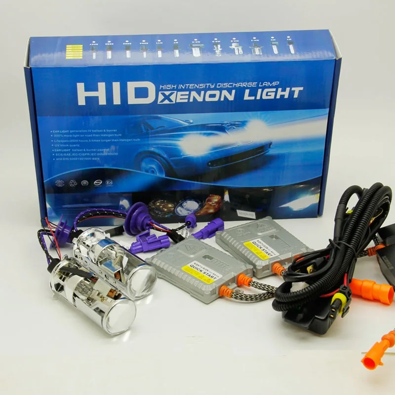 55 Вт ксенон H4 hid объектив HID Лампа Hi/Lo луч проектор лампа для фары авто 4300 K 6000 K