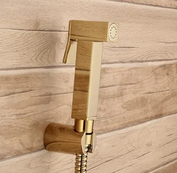 

With 7/8*7/8*1/2 T-adapter diverter Golden brass Sprayer hand held toilet gold bidet spray shattaf toilet shower head jet set