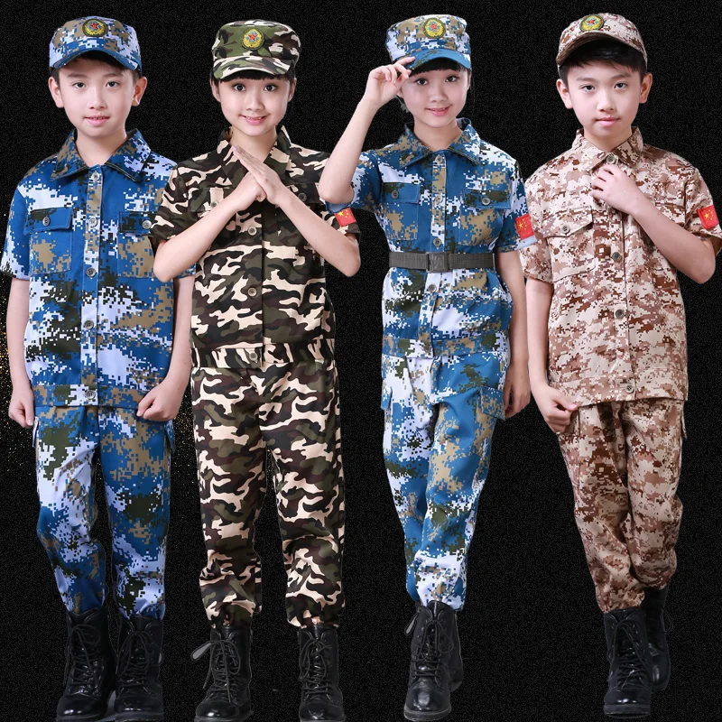 Летняя детская одежда армейская камуфляжная солдатская Военная темно-синяя одежда военная униформа для сцены