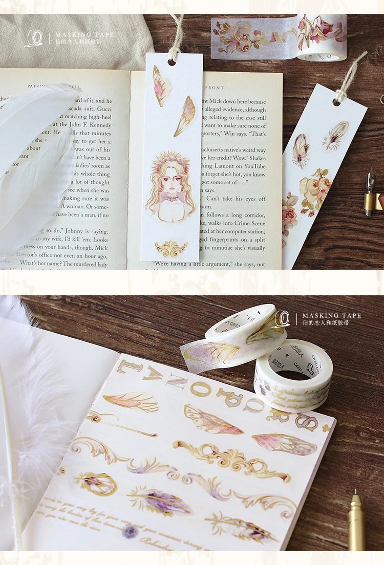 12 видов стилей Золотая фольга печать Роза девушки духи рамка японский васи лента декоративная клейкая маскирующая бумажная лента «сделай сам» ремесло подарок
