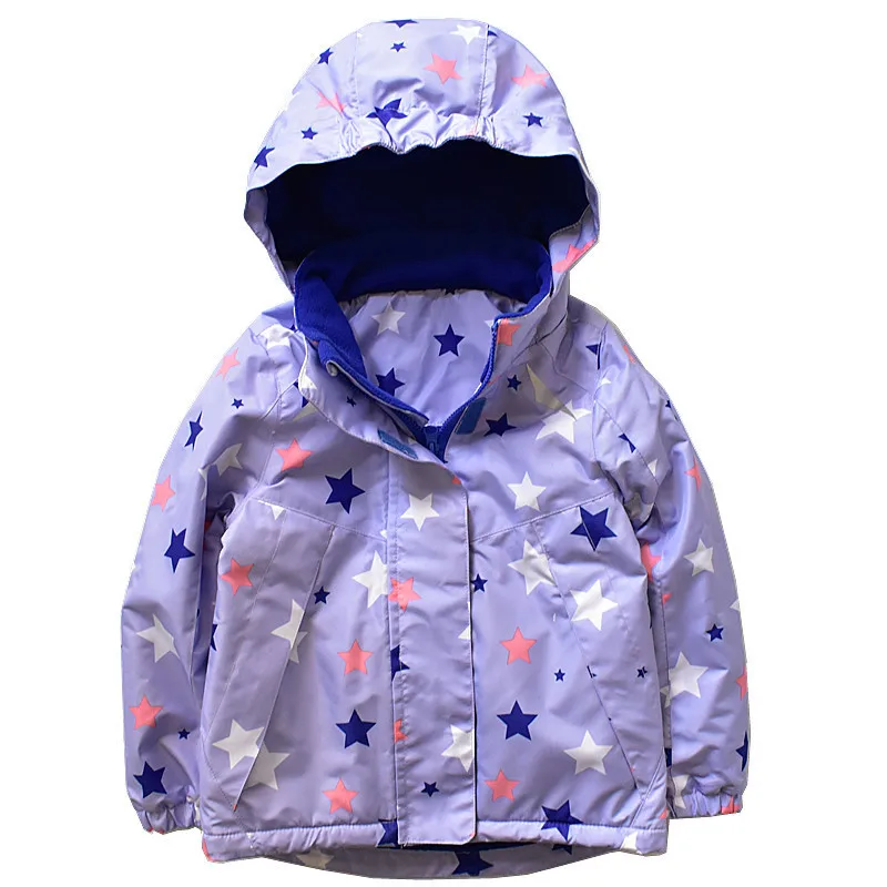 

Girls plus velvet jacket large children's hooded windbreaker waterproof warm jacket 2018 autumn children's wea