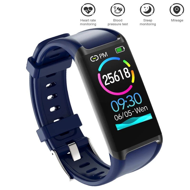 

GEJIAN new Bluetooth smart bracelet heart rate sphygmomanometer large color screen pedometer waterproof smart watch men women