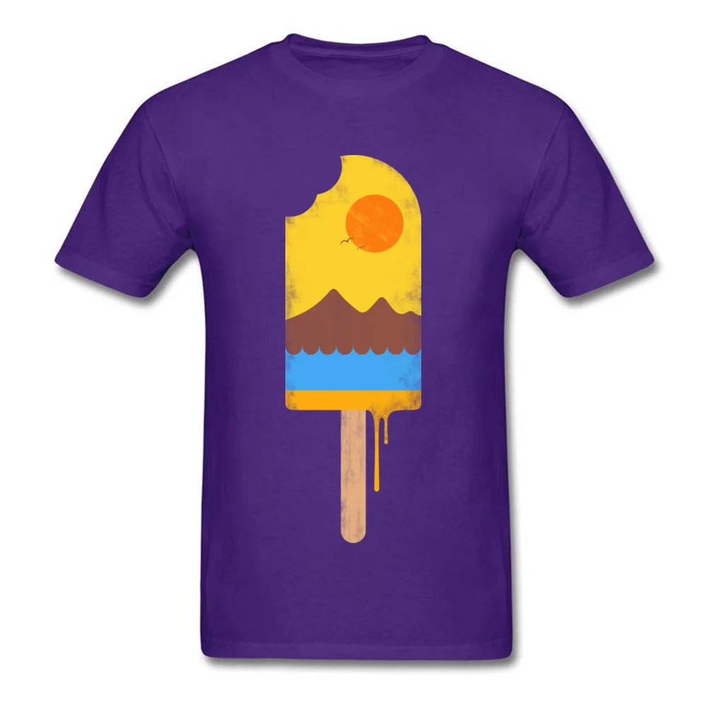 Summer Natural Ice Cream Short Sleeve Tops Shirts Father Day O Neck Pure Cotton Men T-Shirt Street Clothing Shirt Prevailing Summer Natural Ice Cream purple