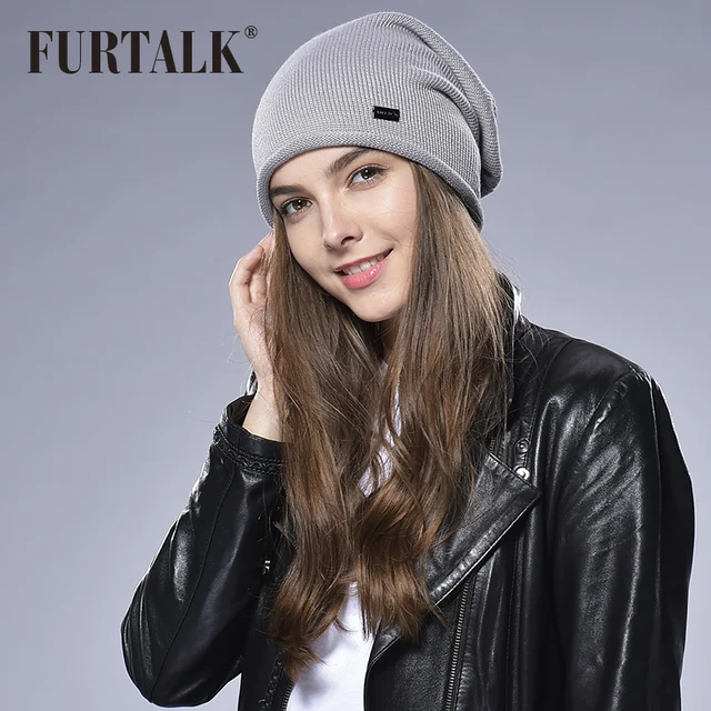 FURTALK Wool Woman Spring Autumn Women Hat knit Beanie Hat Cap for Girls Slouchy Hats for Woman Stocking Hat