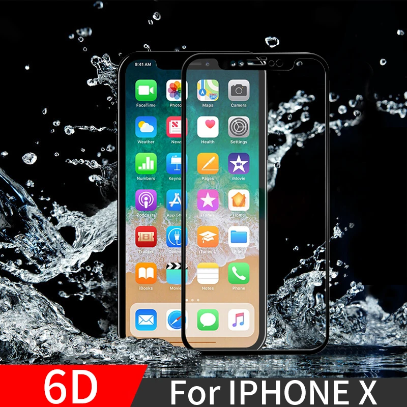 6D изогнутое твердое стекло с полным покрытием для iphone X защитная пленка 9H твердость для iphone 6 6s 7 8 Plus пленка из закаленного стекла