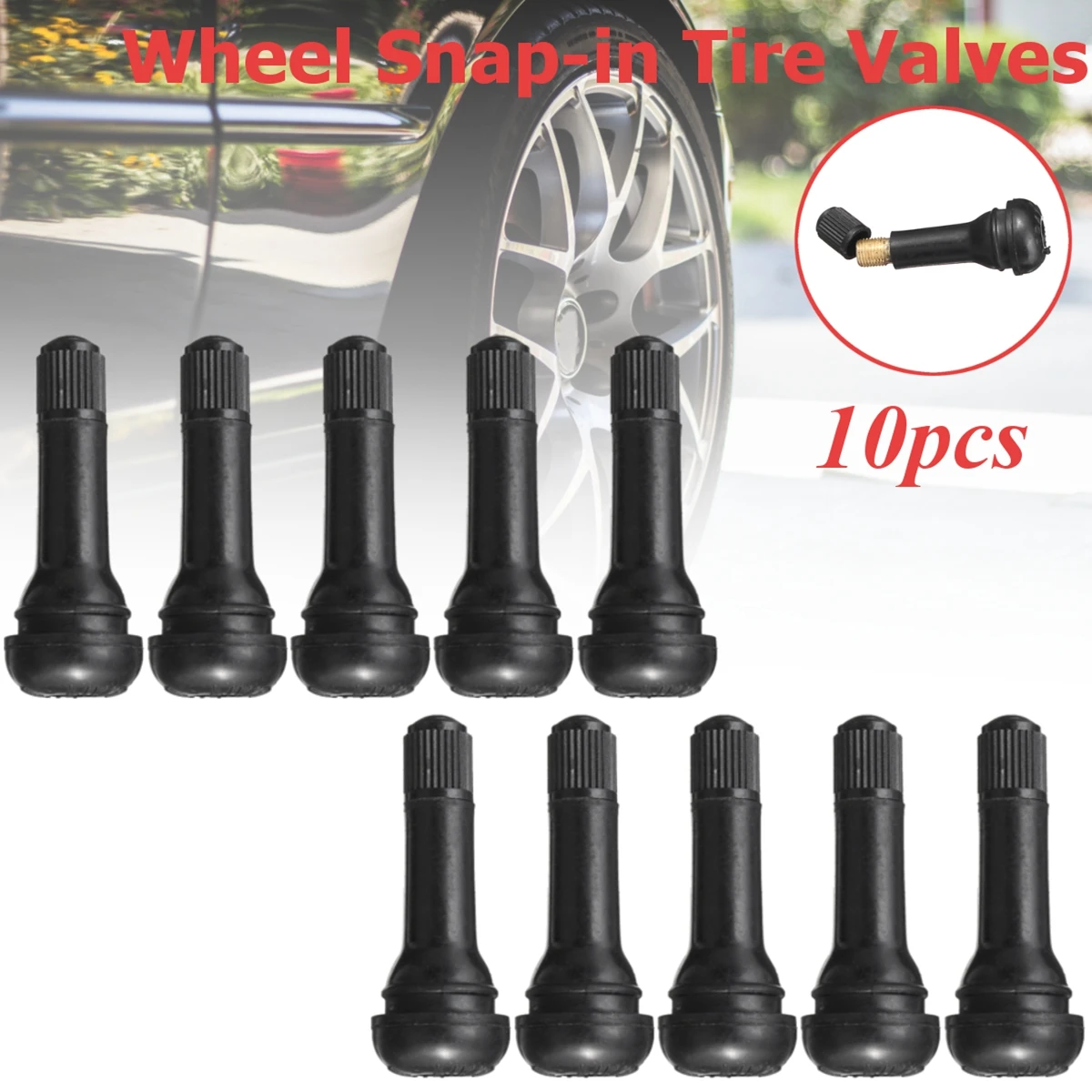 

10Pcs set Car Chrome Van TR414 Steel Wheel Snap-in Tubeless Rubber Tyre Valve Stem Dust Caps Set Alloy