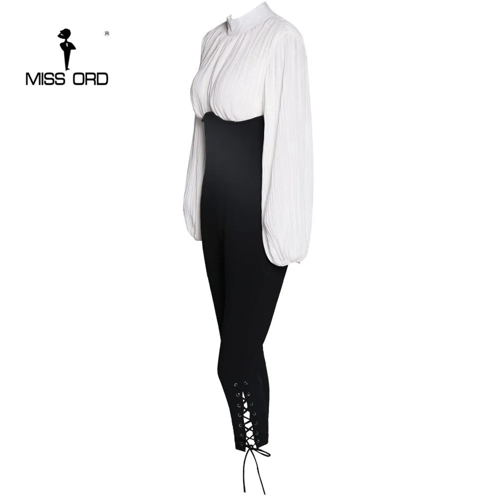 Missord 2019 сексуальный с высоким воротником длинный рукав складки комбинезон с завязками FT4902