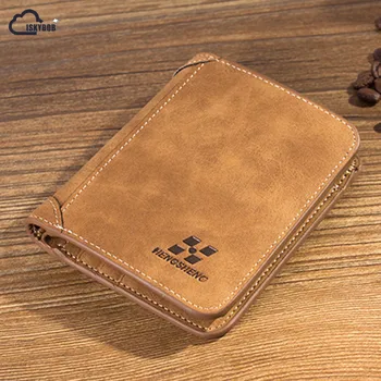 

2017 HOT High Quality Men Wallets Vintage PU Nubuck Skin Short Purse Korean Luxury Famous Brand Men's Three Folds Wallet For Man