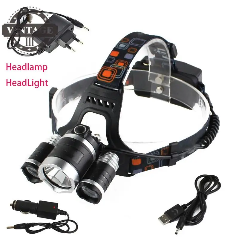 

8000Lm 3xXM-L2 LED Headlamp HeadLight Head Torch+18650 Battery+AC/USB/Car Charger Camping Fishing Cycling Rock Climbing